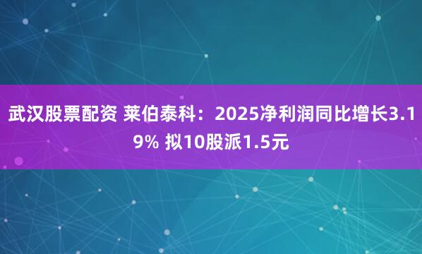 武汉股票配资 莱伯泰科：2025净利润同比增长3.19% 拟10股派1.5元